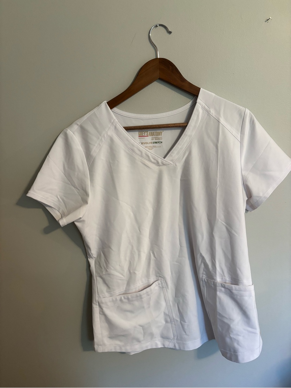 Grey's Anatomy White V-Neck Scrub Top